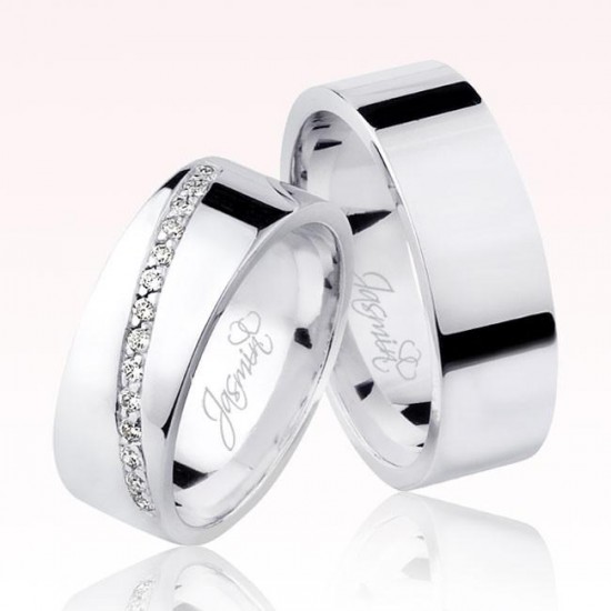 Beyaz Taşlı Altın Alyans 0201-2