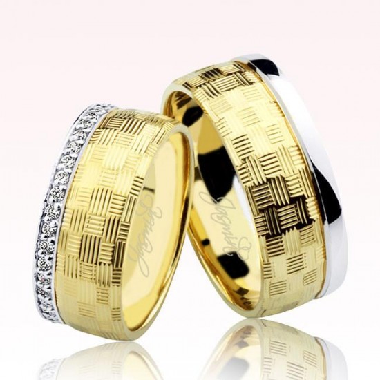 Desenli Taşlı Altın Alyans 0404-2 Desenli Taşlı Altın Alyans 0404-2