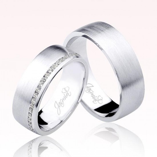 Taşlı Beyaz Altın Alyans 0405-2