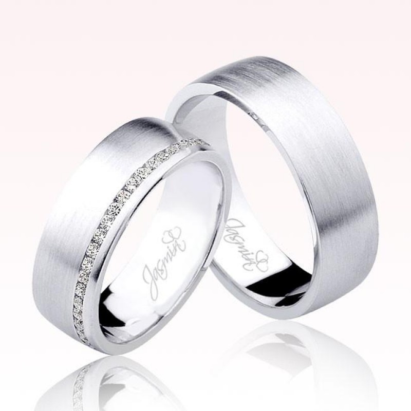 Taşlı Beyaz Altın Alyans 0405-2