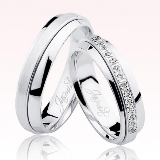 Taşlı Beyaz Altın Alyans 0601-2