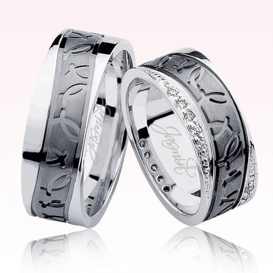 Desenli Taşlı Altın Alyans 0605-2