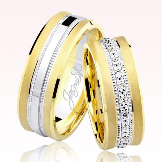 Beyaz Sarı Altın Alyans 0701-2 Beyaz Sarı Altın Alyans 0701-2