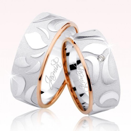 Desenli Rose Çizgili Altın Alyans 0703-2