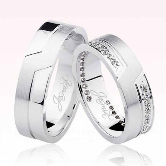 Taşlı Beyaz Altın Alyans 0704-2