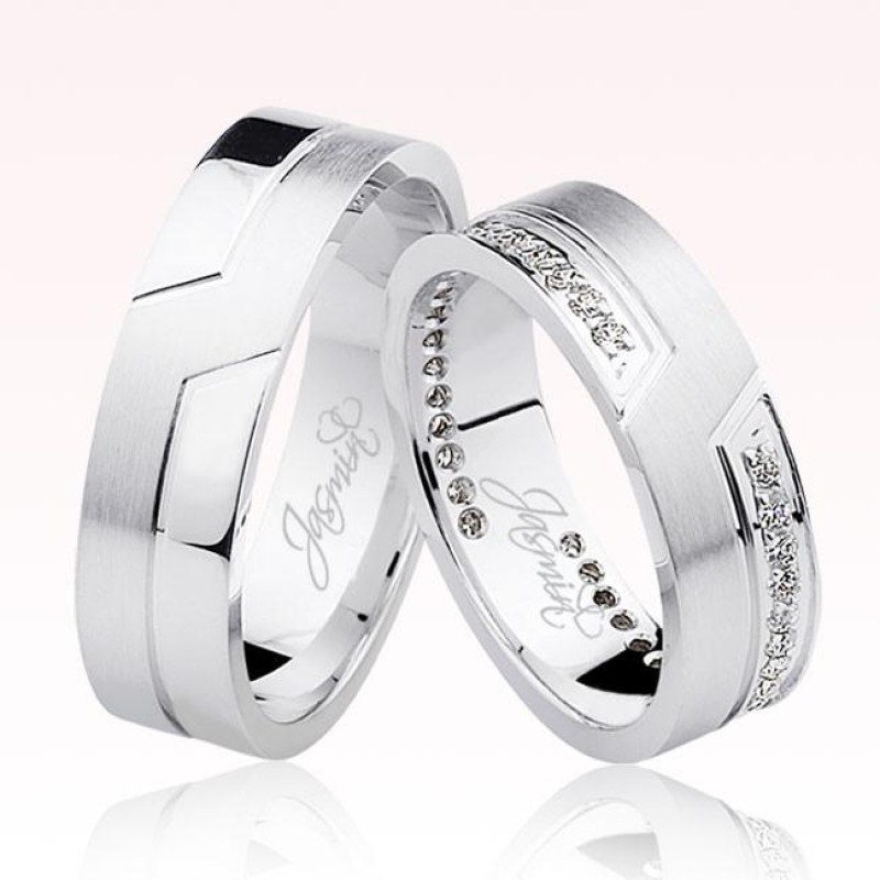 Taşlı Beyaz Altın Alyans 0704-2 Taşlı Beyaz Altın Alyans 0704-2