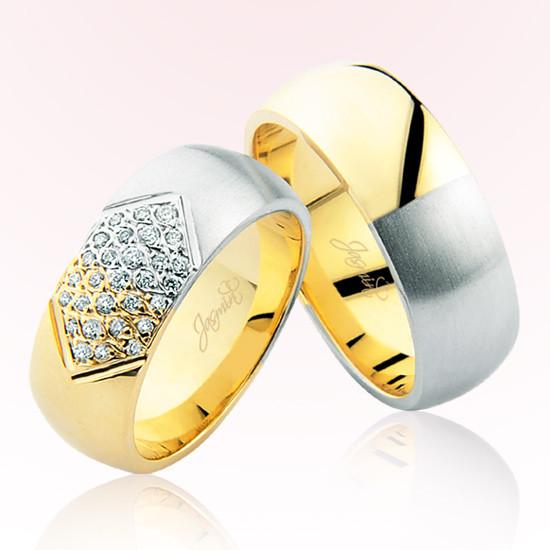 Taşlı İki Renk Altın Alyans 1301-2