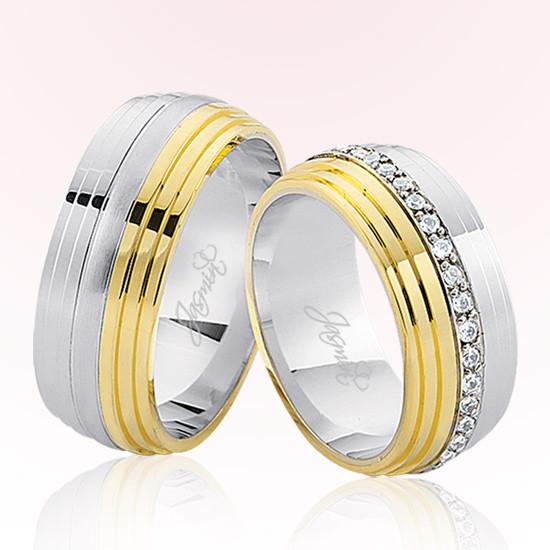 Ortası Taşlı Bombeli Altın Alyans 1305-2