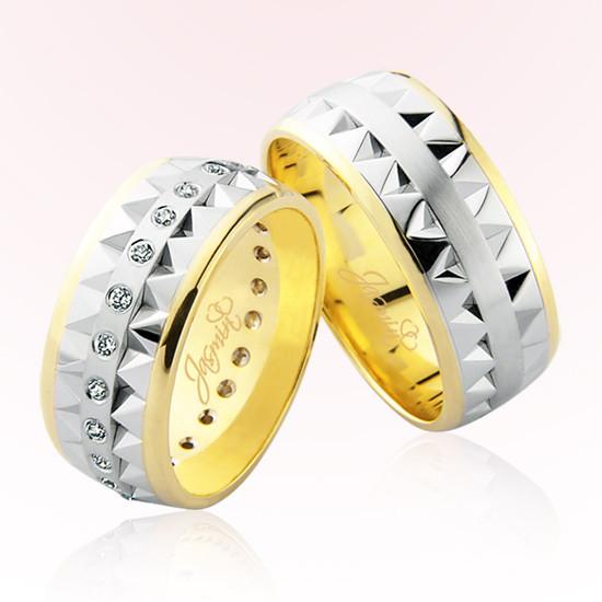 Zigzag Taşlı Altın Alyans 1506-2