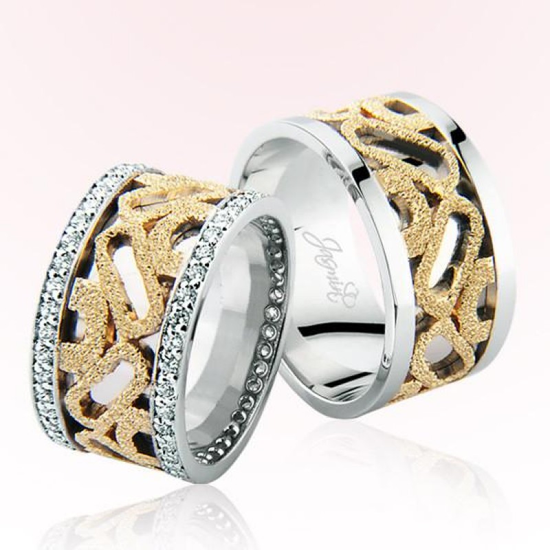 Desenli Taşlı Altın Alyans 1507-2