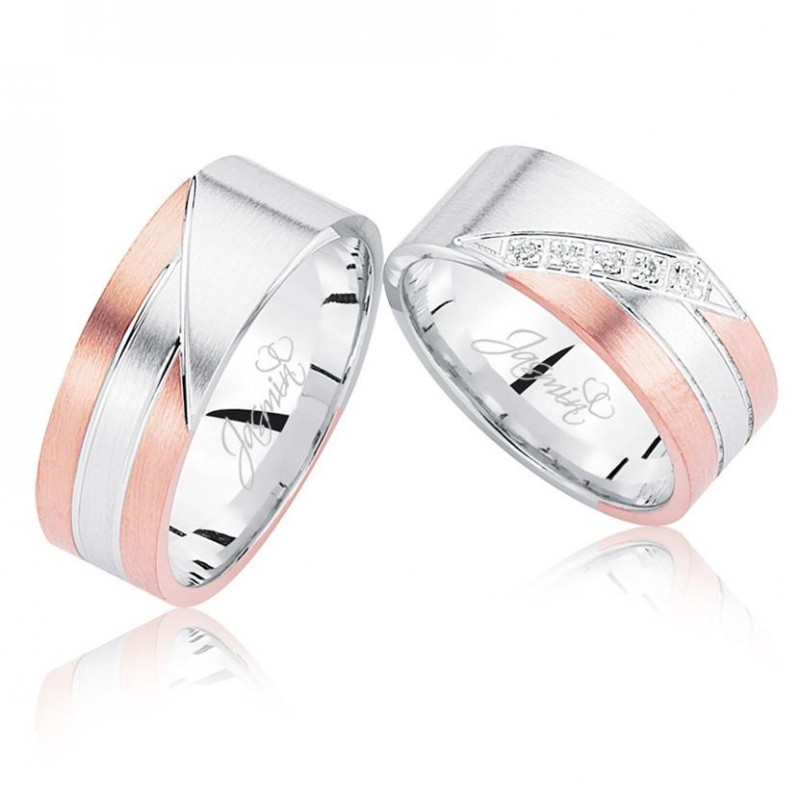 Rose Beyaz Altın Alyans 2101-2