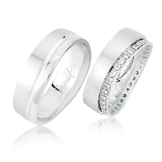 Taşlı Beyaz Altın Alyans 2103-2