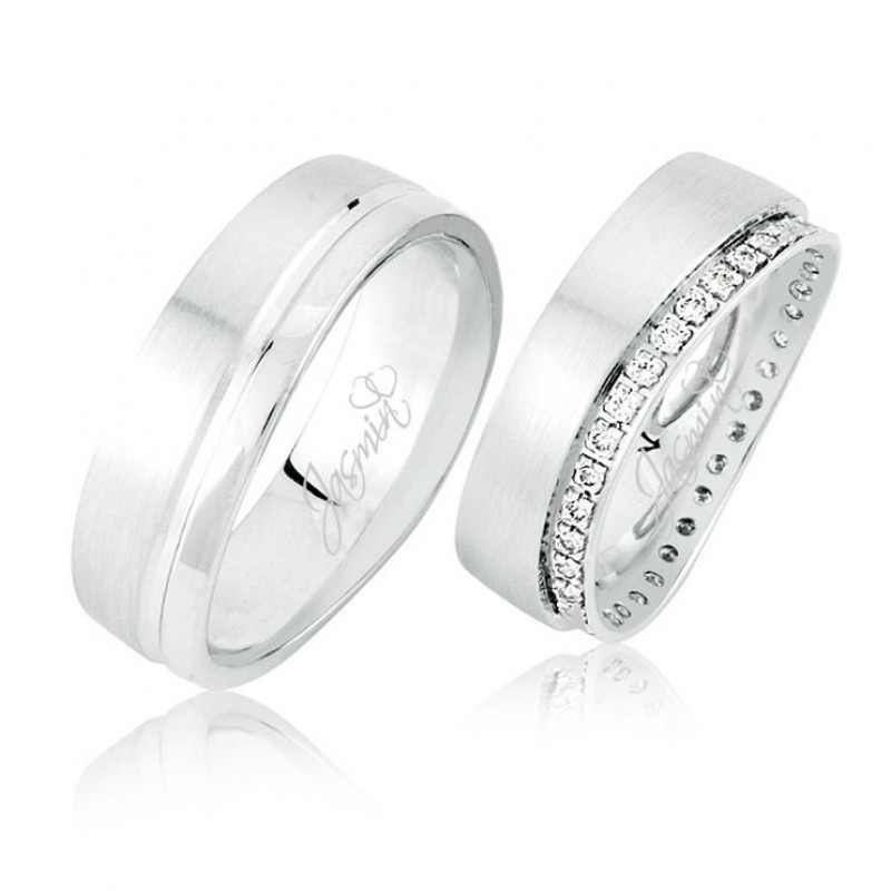 Taşlı Beyaz Altın Alyans 2103-2 Taşlı Beyaz Altın Alyans 2103-2