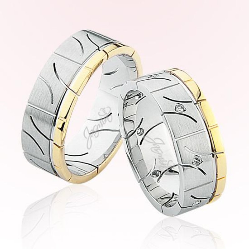 İki Renk Desenli Altın Alyans 3703 İki Renk Desenli Altın Alyans 3703