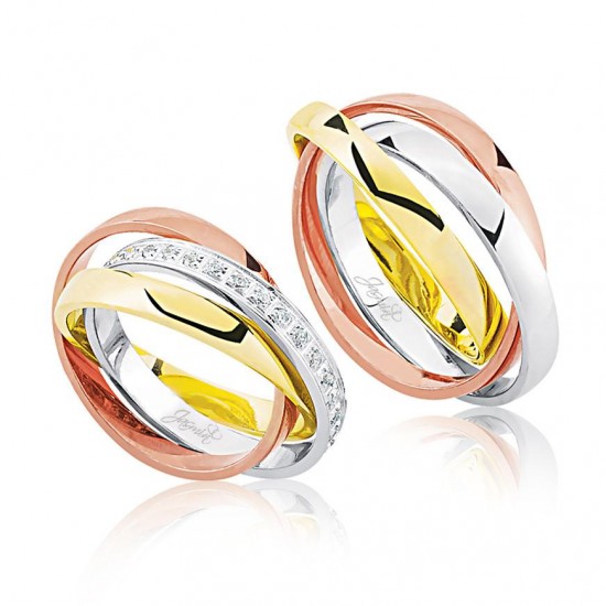 Üç Renk Altın Alyans 0201-3 Üç Renk Altın Alyans 0201-3
