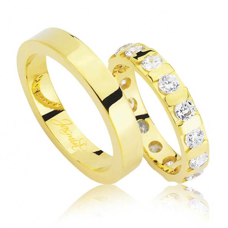 Taşlı Sarı Altın Alyans 0701