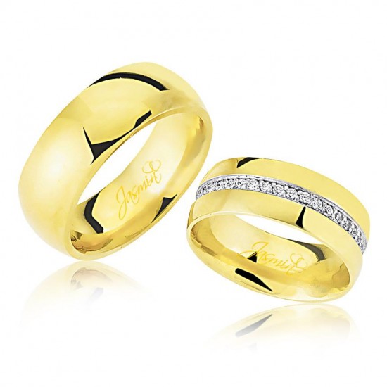 Taşlı Klasik Bombeli Altın Alyans 1304