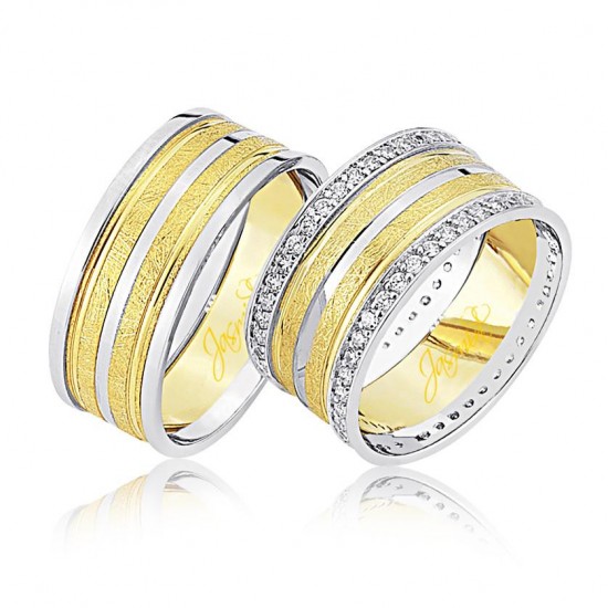 Beyaz Sarı Altın Alyans 1401-3 Beyaz Sarı Altın Alyans 1401-3