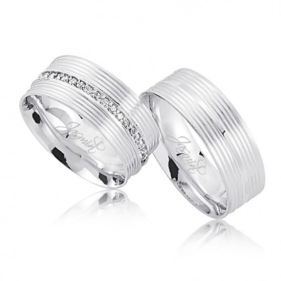 Taşlı Beyaz Altın Alyans 1403 Taşlı Beyaz Altın Alyans 1403