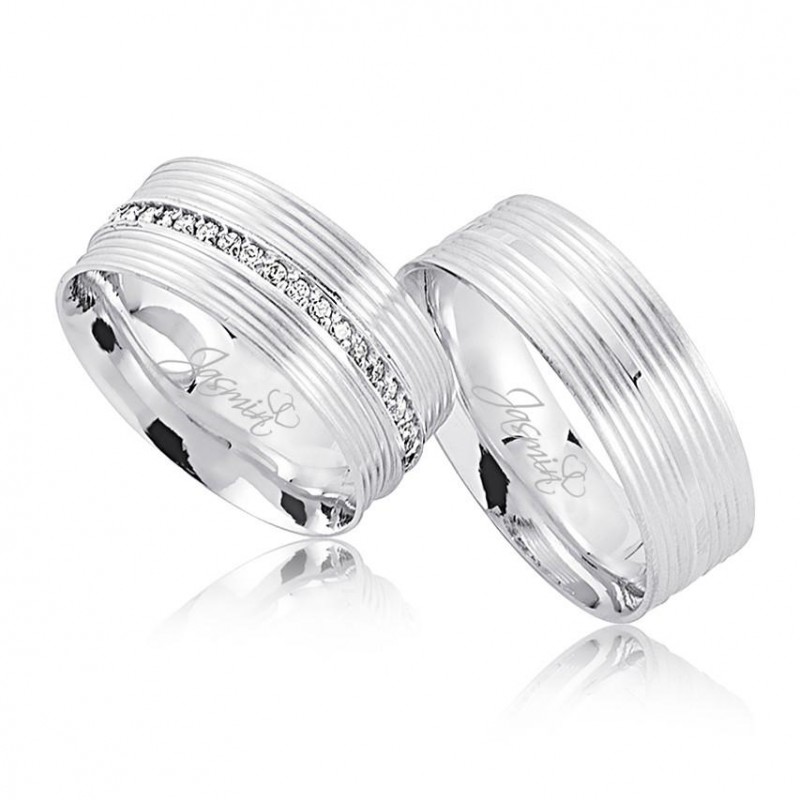 Taşlı Beyaz Altın Alyans 1403 Taşlı Beyaz Altın Alyans 1403