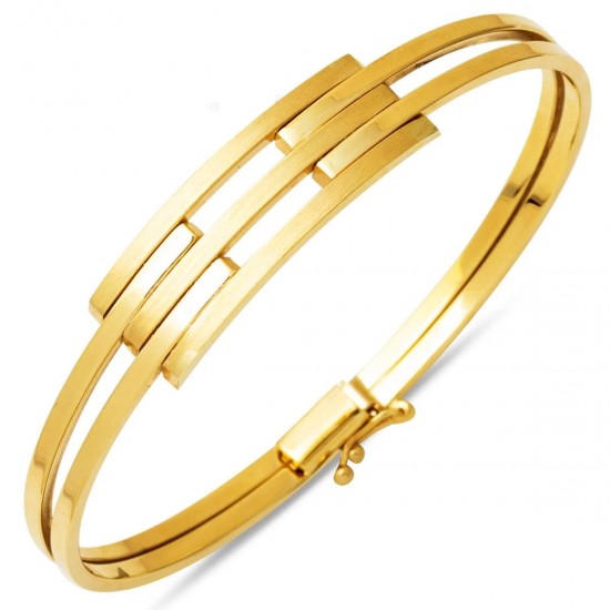 Üç Sıra 14 Ayar Altın Kaburga Kelepçe Bileklik KLP01 Üç Sıra 14 Ayar Altın Kaburga Kelepçe Bileklik KLP01