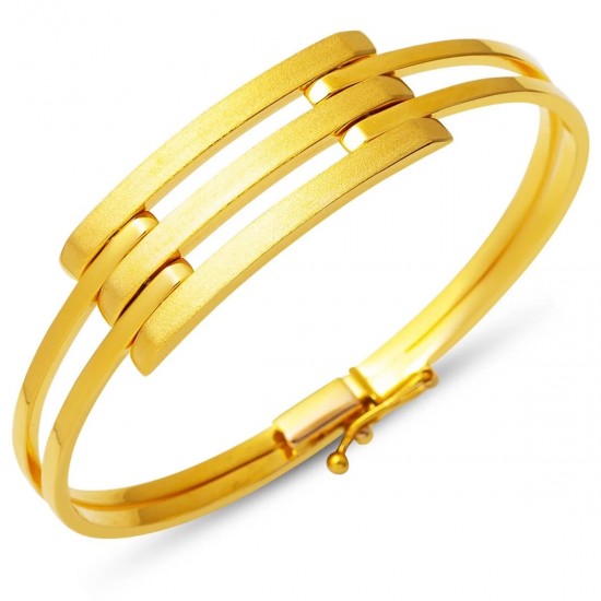 Üç Sıra 14 Ayar Altın Kaburga Kelepçe Bileklik KLP03