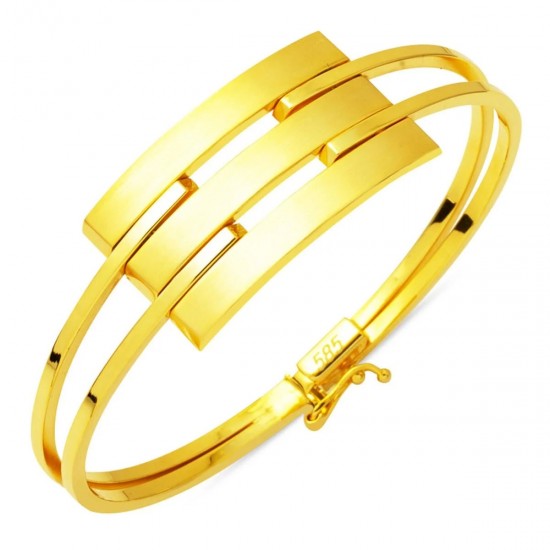 Üç Sıra 14 Ayar Altın Kaburga Kelepçe Bileklik KLP04 Üç Sıra 14 Ayar Altın Kaburga Kelepçe Bileklik KLP04