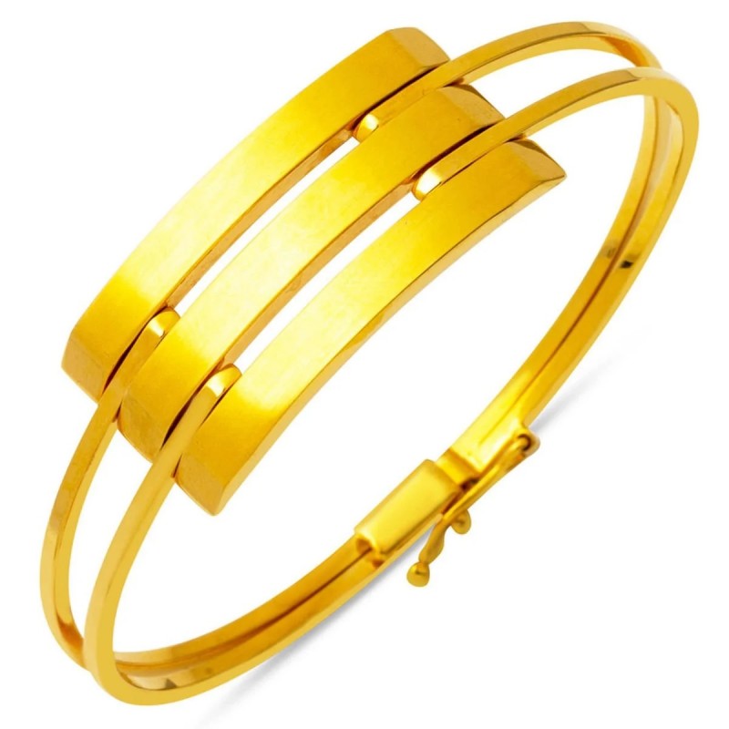 Üç Sıra 14 Ayar Altın Kaburga Kelepçe Bileklik KLP09