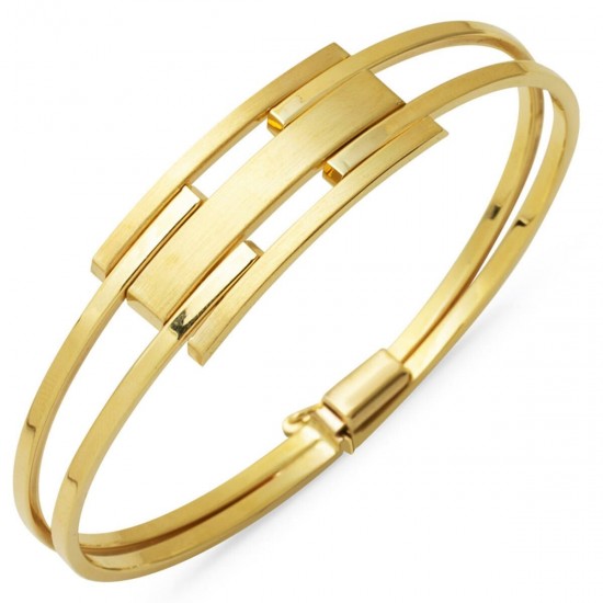 Üç Sıra 14 Ayar Altın Kaburga Kelepçe Bileklik KLP10