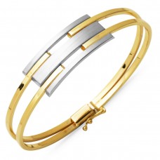 Üç Sıra Rodajlı 14 Ayar Altın Kaburga Kelepçe Bileklik KLP11