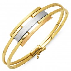 Üç Sıra Rodajlı 14 Ayar Altın Kaburga Kelepçe Bileklik KLP12