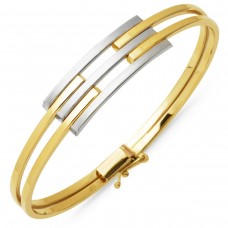 Üç Sıra Rodajlı 14 Ayar Altın Kaburga Kelepçe Bileklik KLP13