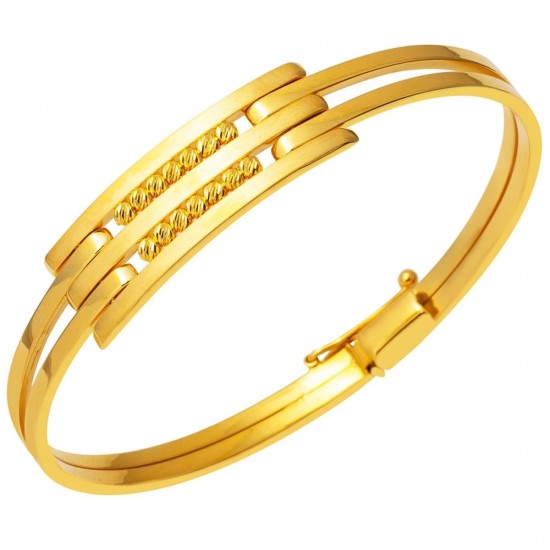 Üç Sıra Dorikalı 14 Ayar Kaburga Kelepçe Bileklik KLP18