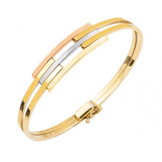 Üç Renk 14 Ayar Altın Kaburga Kelepçe Bileklik KLP20 Üç Renk 14 Ayar Altın Kaburga Kelepçe Bileklik KLP20