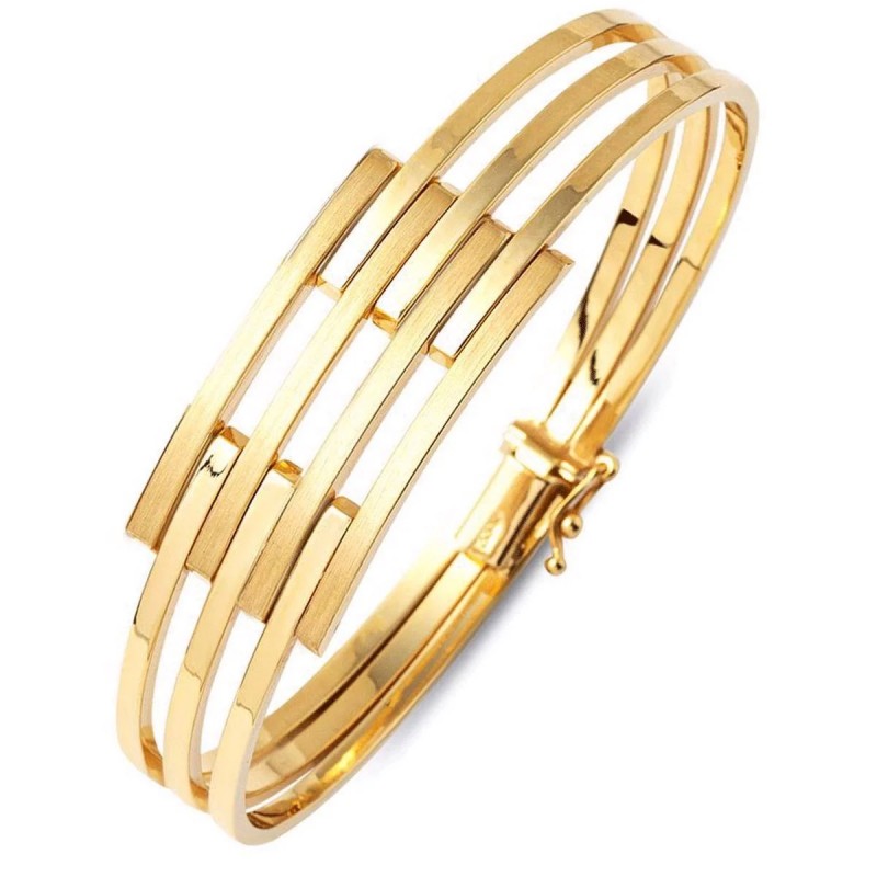 Dört Sıra 14 Ayar Altın Kaburga Kelepçe Bileklik KLP21 Dört Sıra 14 Ayar Altın Kaburga Kelepçe Bileklik KLP21