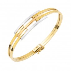 Üç Sıra Rodajlı 14 Ayar Altın Kaburga Kelepçe Bileklik KLP25