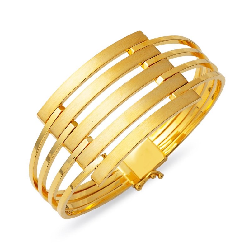 Beş Sıra 14 Ayar Altın Kaburga Kelepçe Bileklik KLP29 Beş Sıra 14 Ayar Altın Kaburga Kelepçe Bileklik KLP29
