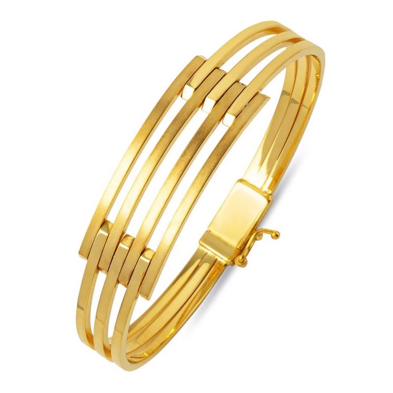 Dört Sıra 14 Ayar Altın Kaburga Kelepçe Bileklik KLP30 Dört Sıra 14 Ayar Altın Kaburga Kelepçe Bileklik KLP30