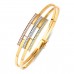 Üç Sıra Taşı 14 Ayar Altın Kaburga Kelepçe Bileklik KLP31