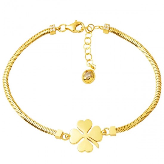 Yonca Alıntılı Balık Sırtı İtalyan Zincir Bileklik BIL07