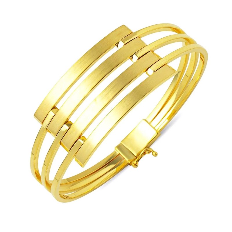 Dört Sıra 14 Ayar Altın Kaburga Kelepçe Bileklik KLP33 Dört Sıra 14 Ayar Altın Kaburga Kelepçe Bileklik KLP33
