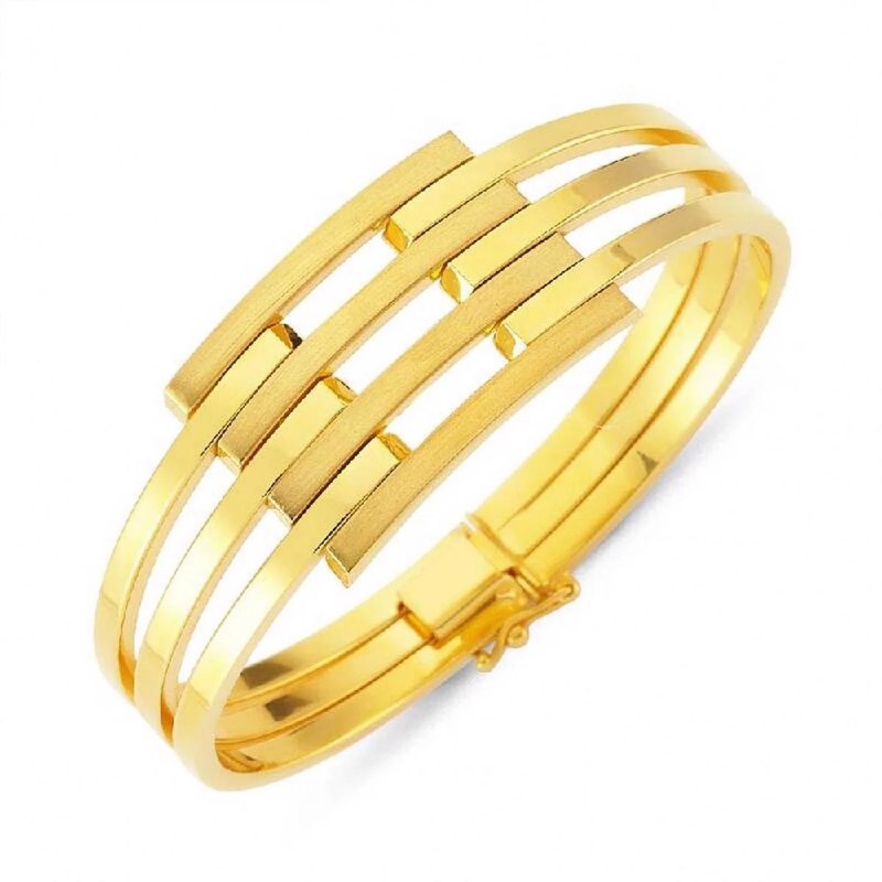 Dört Sıra 14 Ayar Altın Kaburga Kelepçe Bileklik KLP34 Dört Sıra 14 Ayar Altın Kaburga Kelepçe Bileklik KLP34