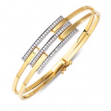 Üç Sıra Taşlı 14 Ayar Kaburga Kelepçe Bileklik KLP36