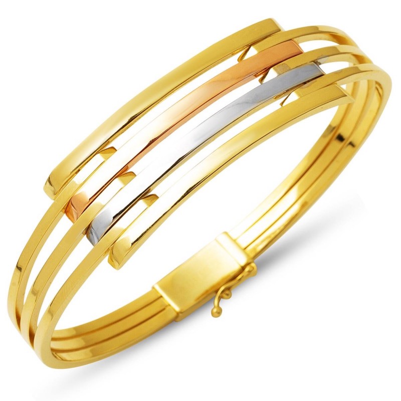 Dört Sıra Renkli 14 Ayar Kaburga Kelepçe Bileklik KLP37 Dört Sıra Renkli 14 Ayar Kaburga Kelepçe Bileklik KLP37