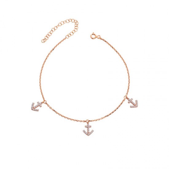 Üçlü Çapa Gümüş Halhal GMS834 Üçlü Çapa Gümüş Halhal GMS834