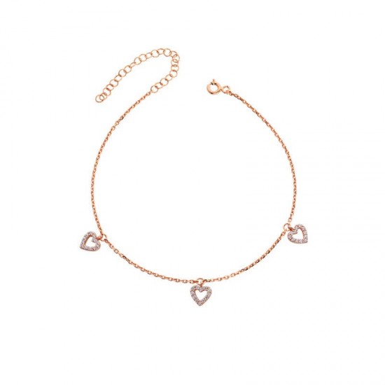 Üçlü Kalp  Gümüş Halhal GMS838