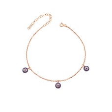 Üçlü Nazar Boncuğu Gümüş Halhal  GMS840