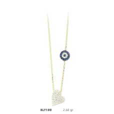 14 Ayar Altın Nazar Boncuğu Kolye KLY100