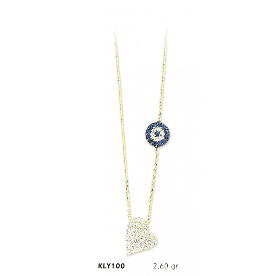 14 Ayar Altın Nazar Boncuğu Kolye KLY100