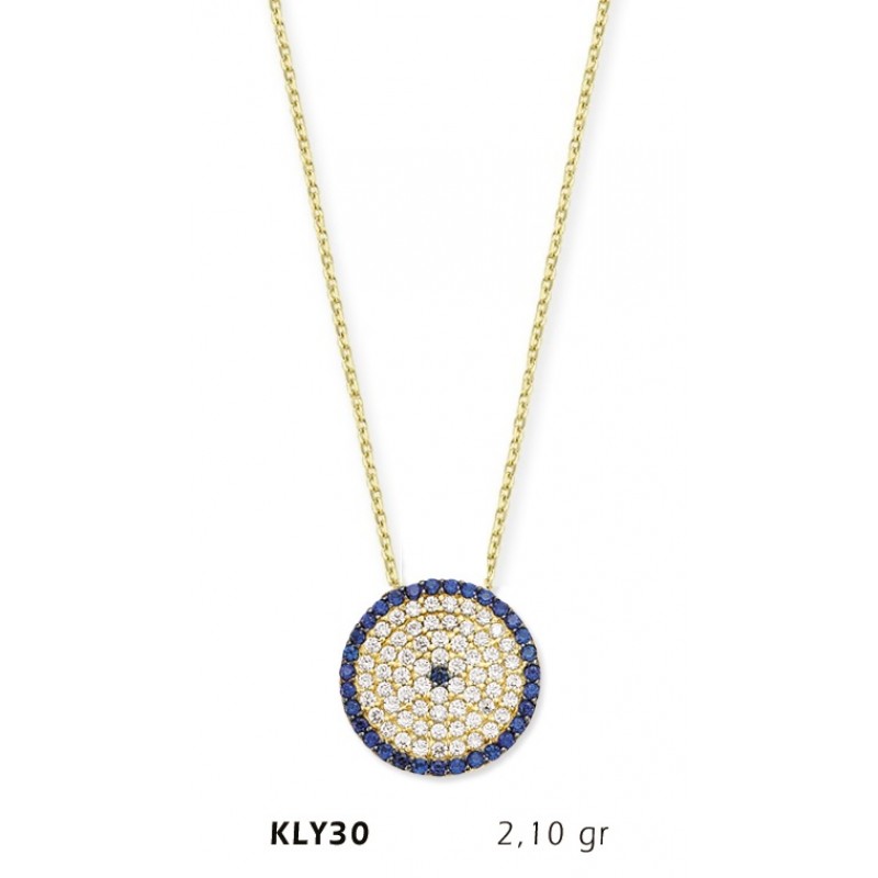 14 Ayar Altın Nazar Boncuğu Kolye KLY30